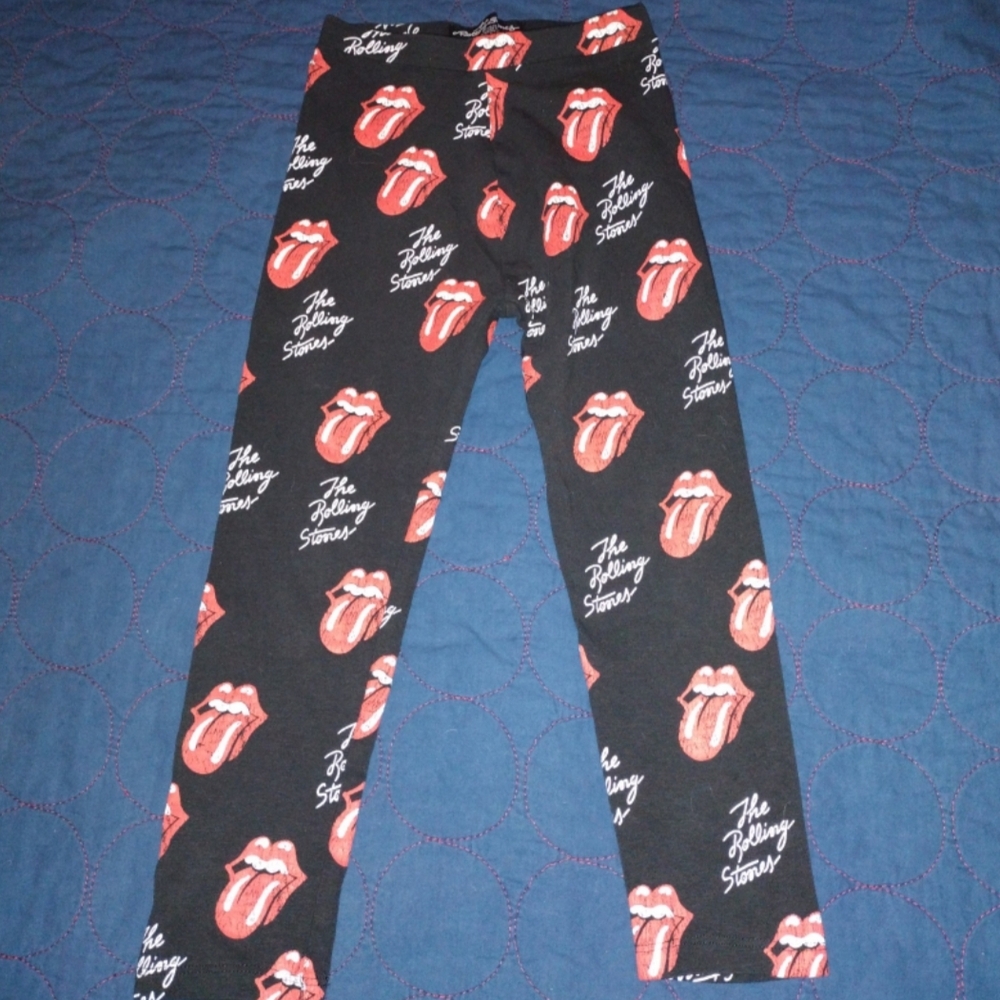Zara Kids Black Leggings Rolling Stones